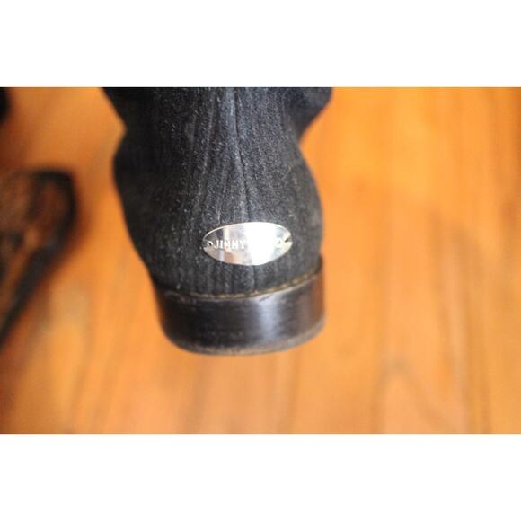 Jimmy Choo black corduroy rabbit fur LINED MOTO BOOTS size 39.5  us 9.5 (BOT1300 - Picture 7 of 8